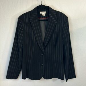 Worthington Black Silver Stripe 2 Button Blazer Jacket Size 14